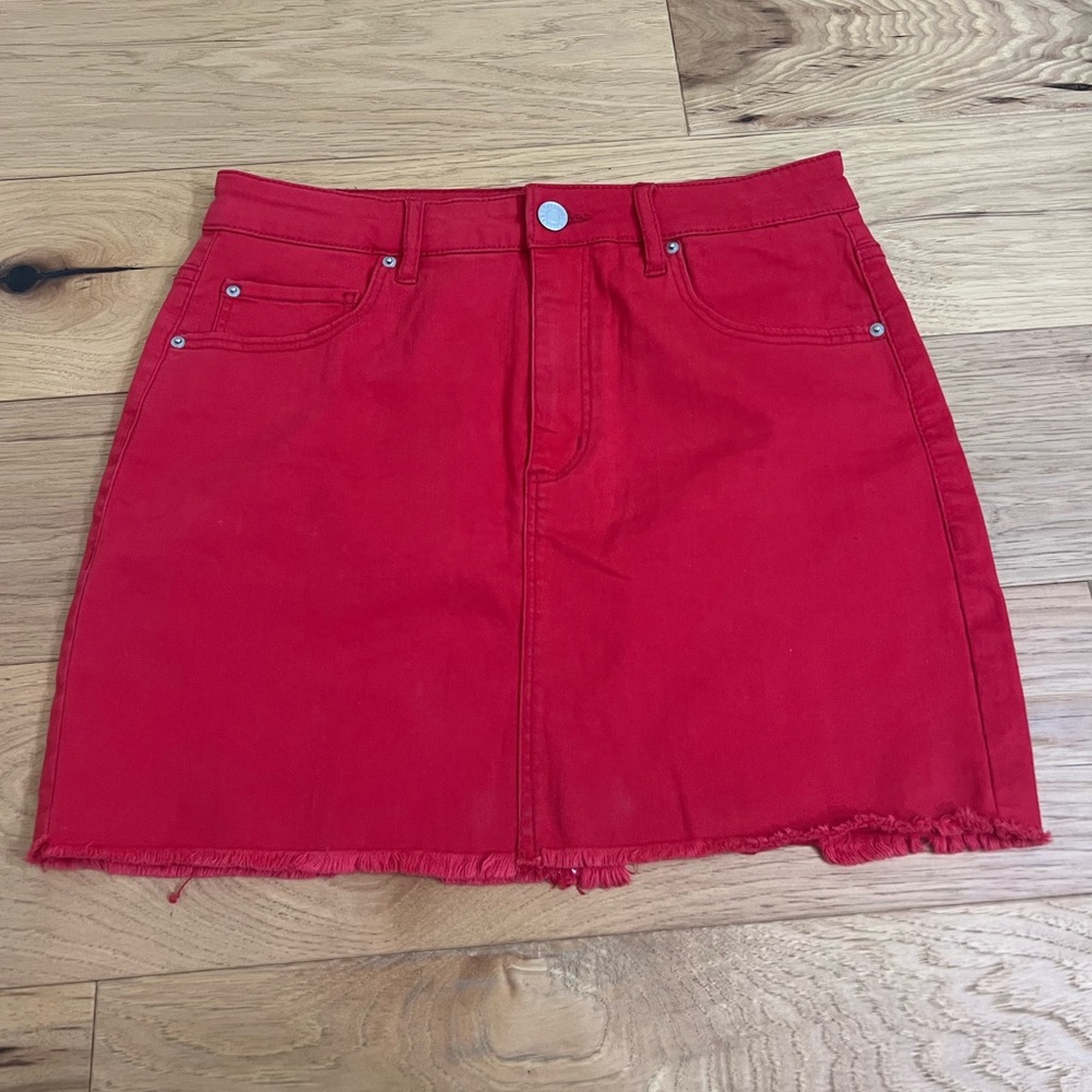 NWOT Garage Red Denim Mini Skirt - Size S